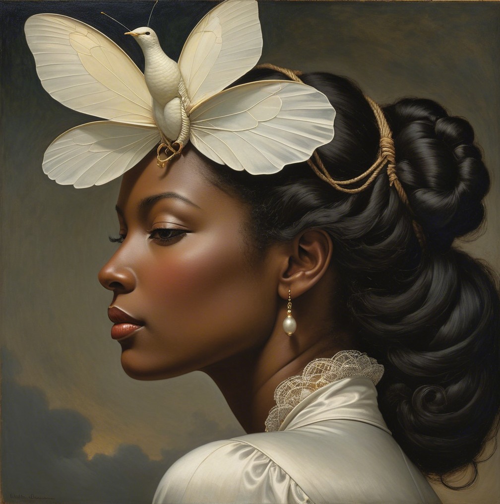 Serene Profile Portrait of a Woman with Butterfly