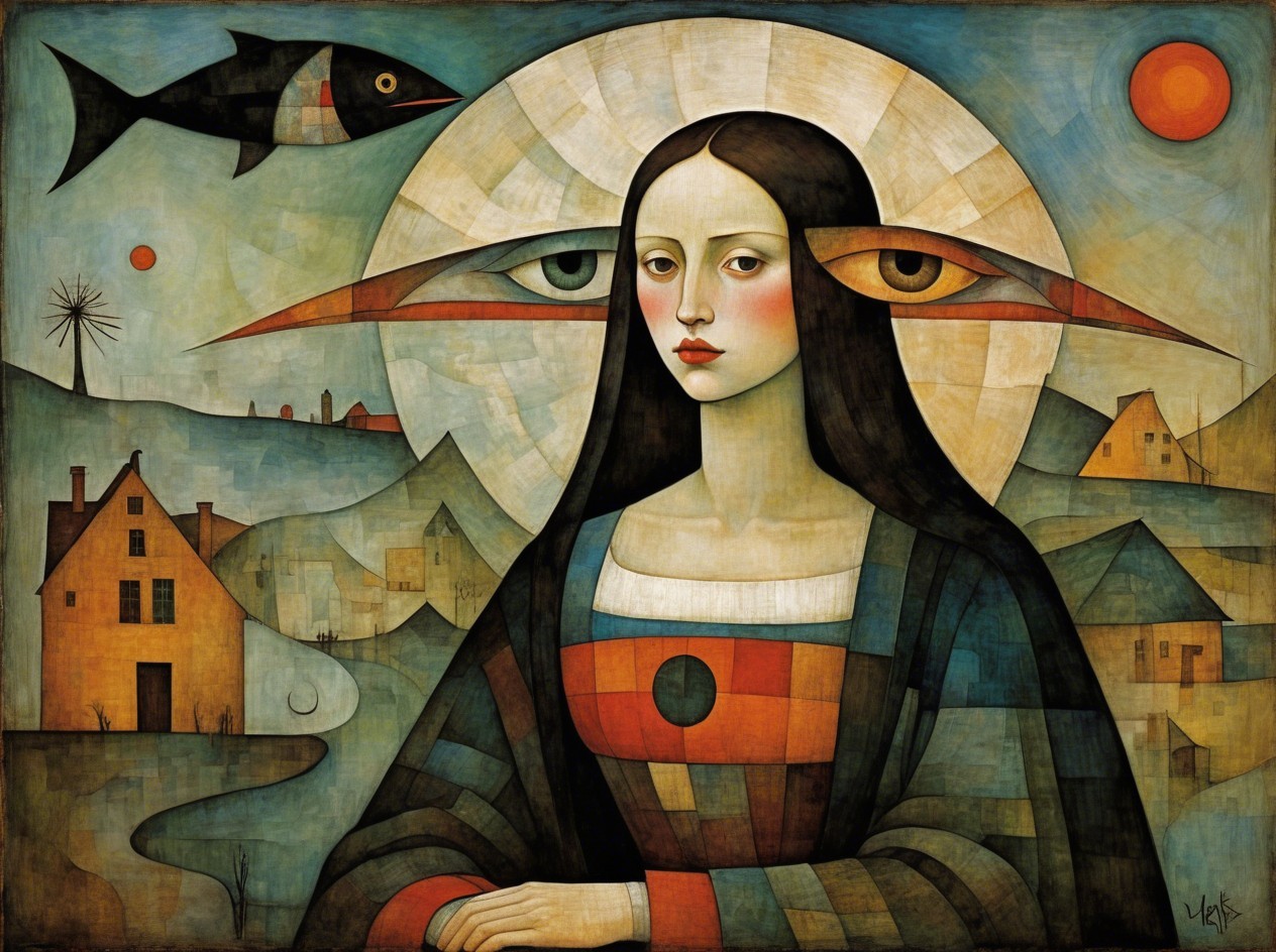 Cubist and Surrealist Oil Painting of a Woman