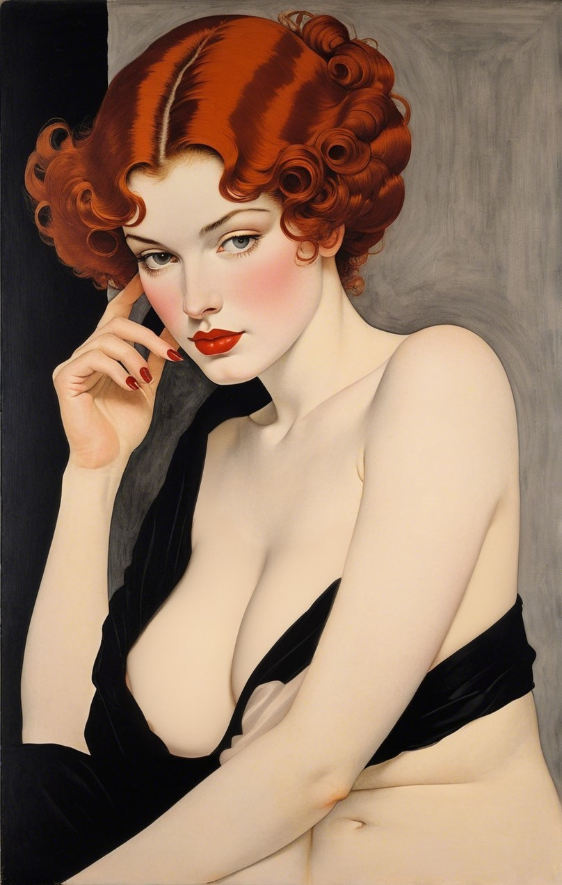 Artistic Portrait of a Woman with Red Hair and Elegance