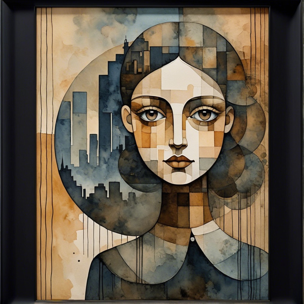 Geometric Portrait of a Girl with Urban Backdrop