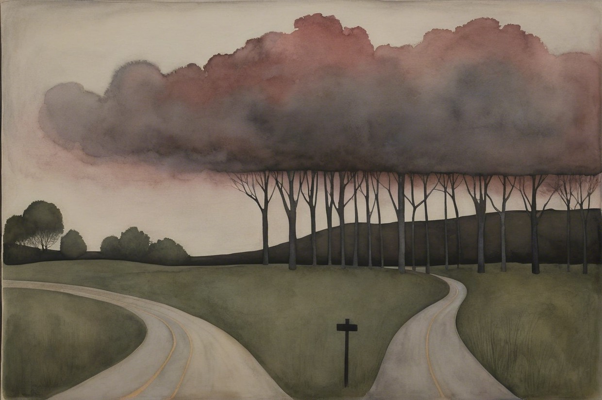 Serene Landscape with Converging Winding Roads
