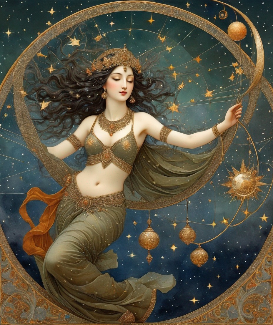 Celestial Figure Dancing in a Starry Night Sky