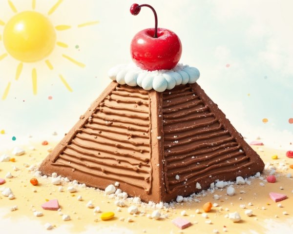 Pyramid-Shaped Chocolate Dessert with Whipped Cream