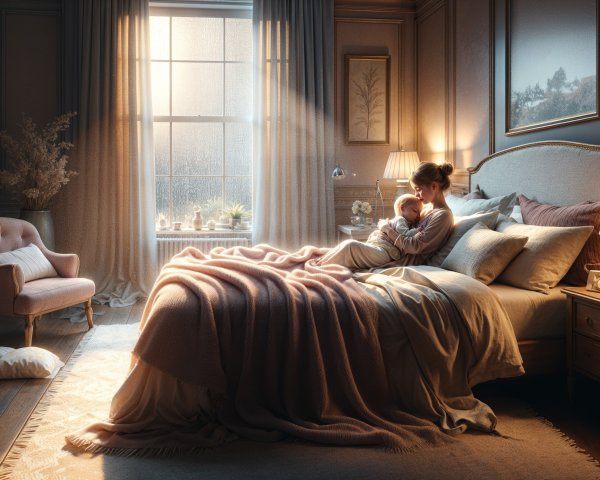 Cozy Bedroom with Warm Light and Comforting Elements