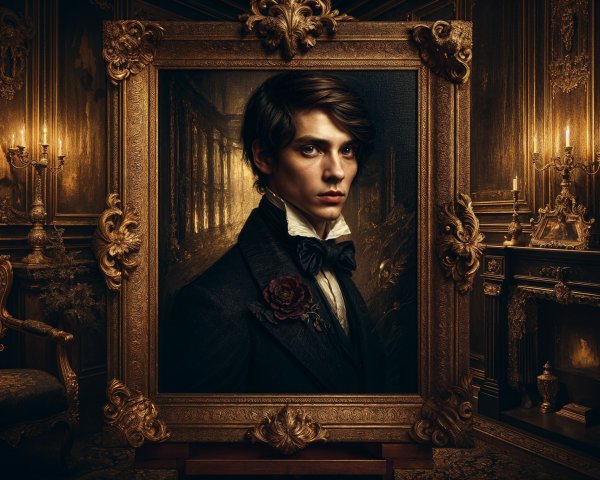 Vintage Portrait of Young Man in Elegant Attire