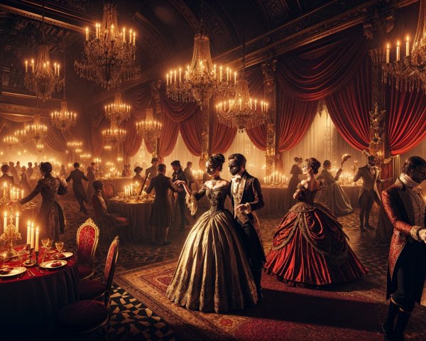 19th-Century Grand Ballroom Celebration Description