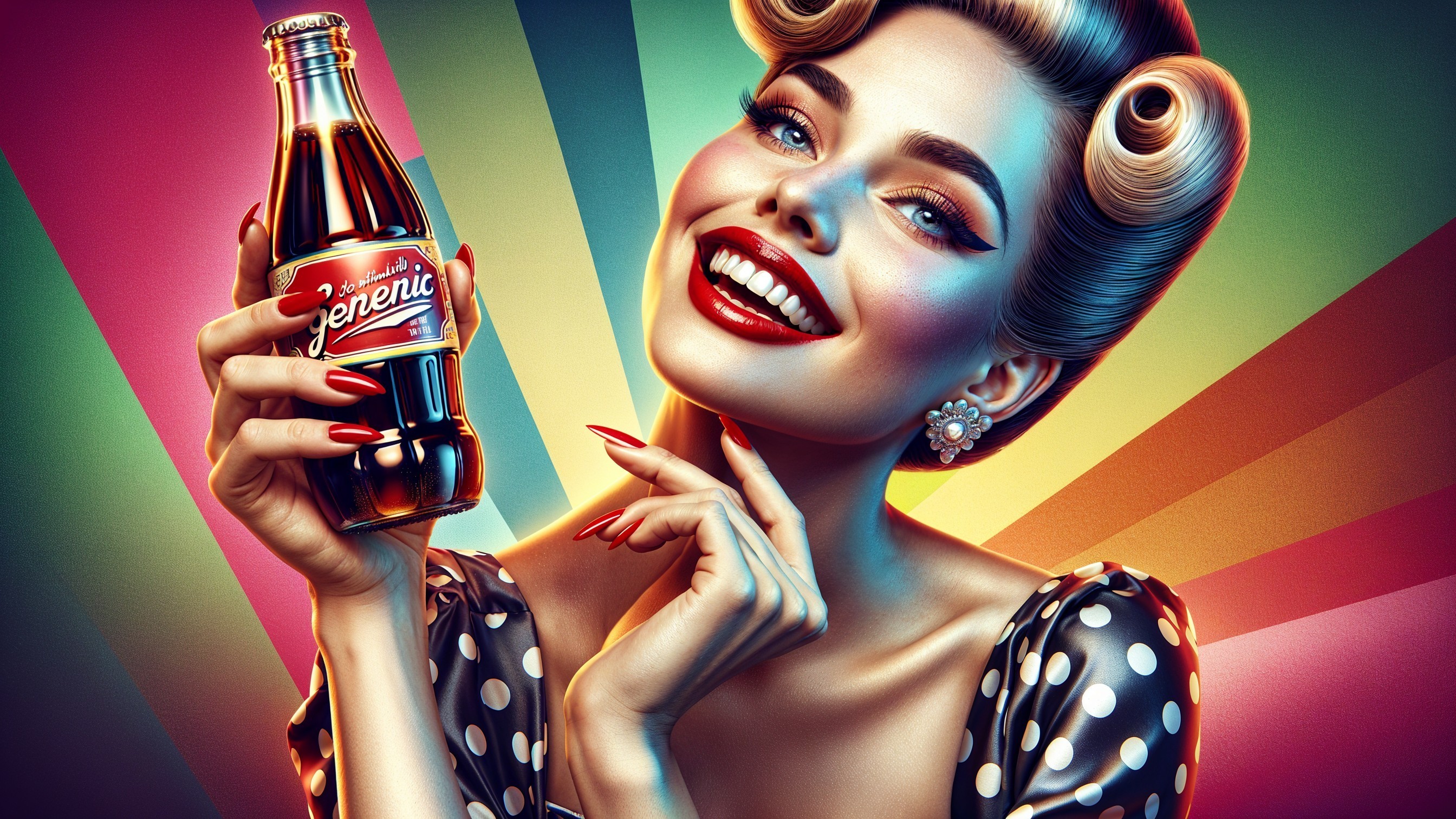 Vibrant Retro Image of Woman with Vintage Curls