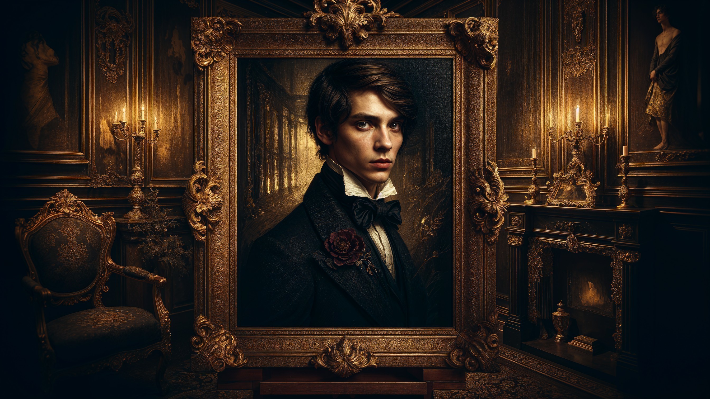 Vintage Portrait of Young Man in Elegant Attire