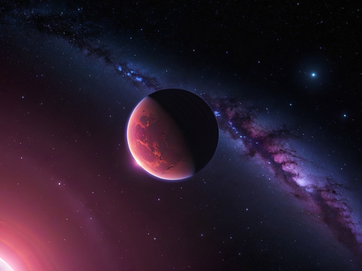 Cosmic Scene of Exoplanet and Spiral Galaxy