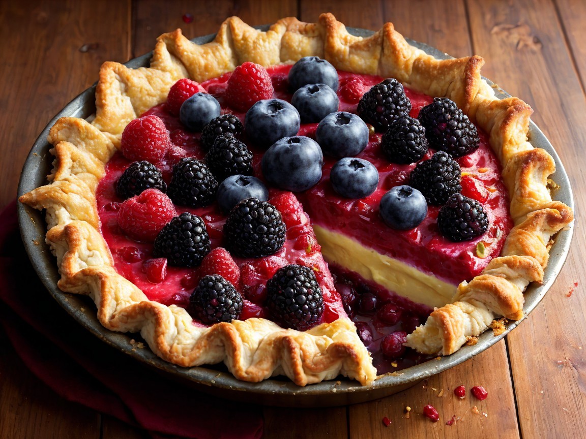 Fruit Tart with Creamy Custard and Fresh Berries