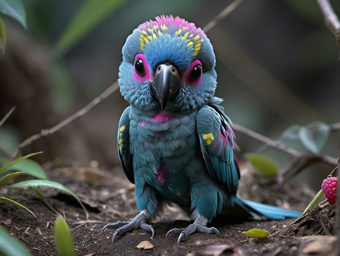 Colorful Bird with Turquoise, Pink, and Yellow Plumage