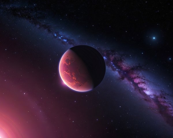 Cosmic Scene of Exoplanet and Spiral Galaxy