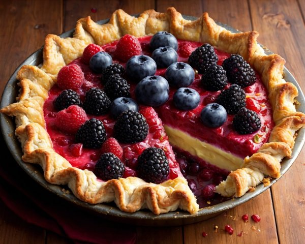 Fruit Tart with Creamy Custard and Fresh Berries