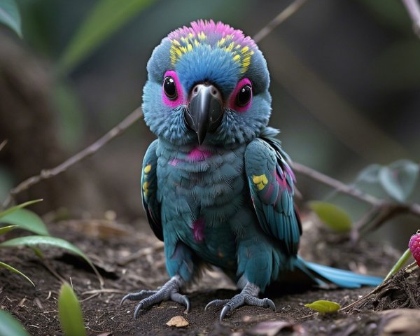 Colorful Bird with Turquoise, Pink, and Yellow Plumage