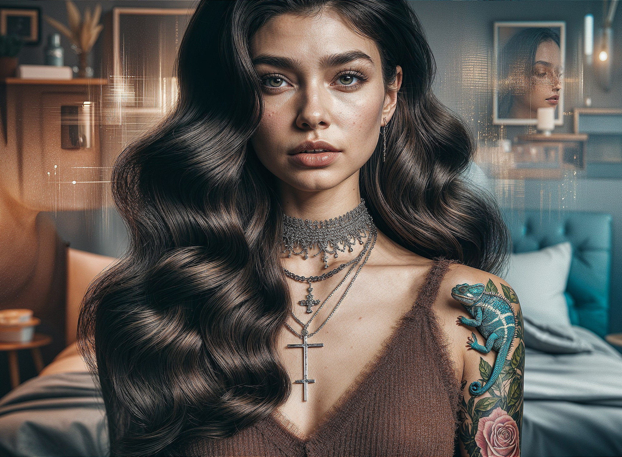 Portrait of a Woman in a Cozy Bedroom Setting