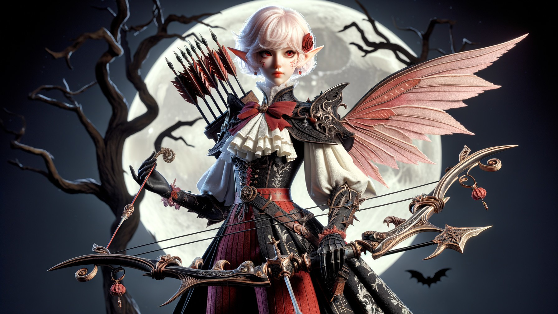 Fantasy Character with Wings in Twilight Setting