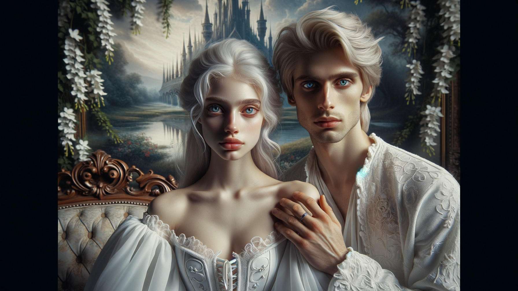 Enchanted Couple Portrait in Mystical Castle Setting