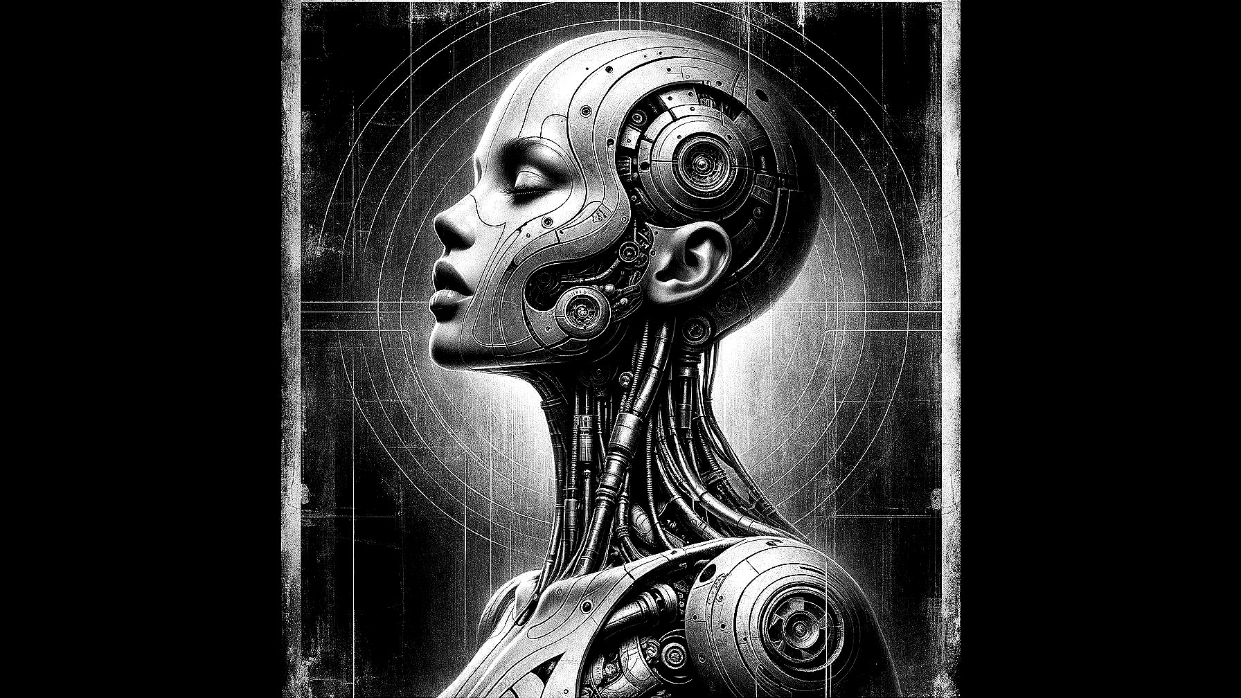 Futuristic humanoid robot with sleek metallic features