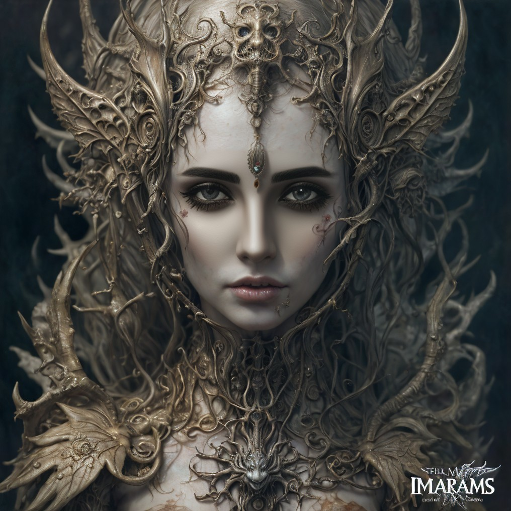 Intricate Golden Headgear and Mystical Makeup Design