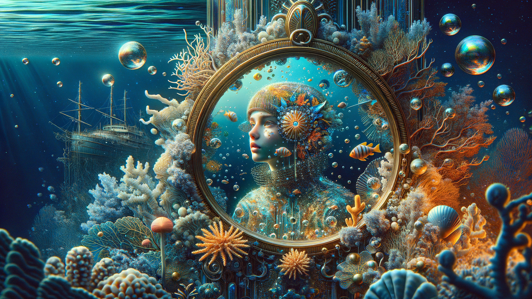 Ethereal Underwater Scene with Coral and Marine Life