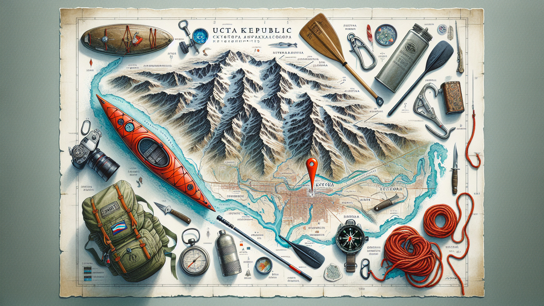 Map of Ucta Republic with Adventure Gear Elements