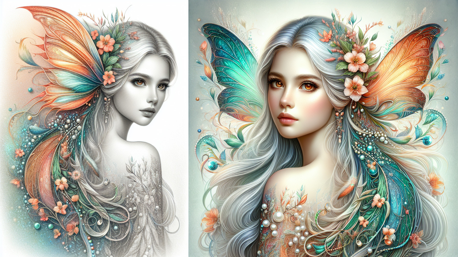 Fantasy Portrait of Woman with Butterfly Wings