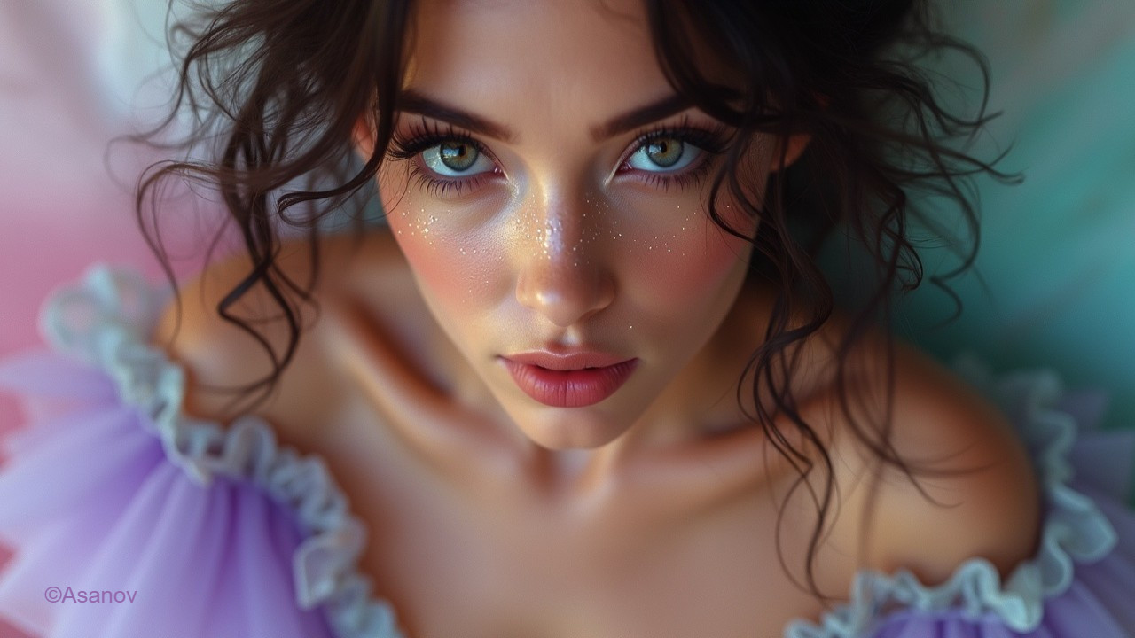 Close-Up Portrait of a Young Woman in Pastel Colors