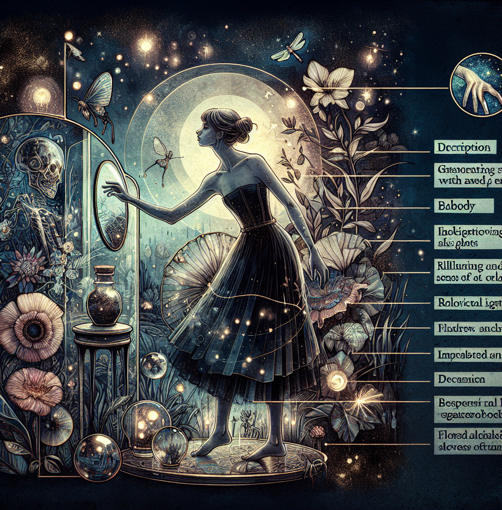 Surreal Scene of Woman, Mirror, and Nature Elements