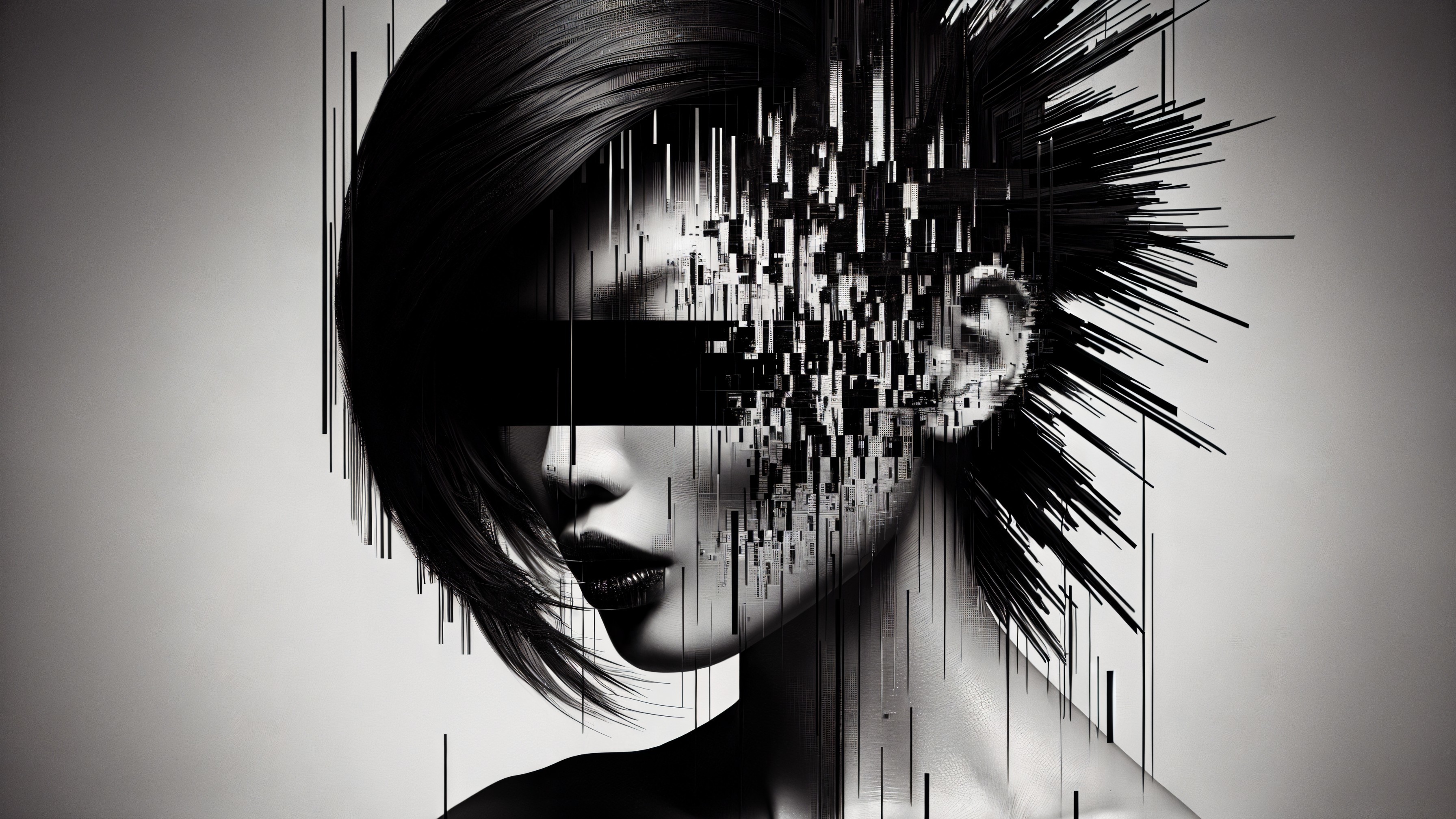 Abstract Portrait of a Woman with Avant-Garde Hairstyle