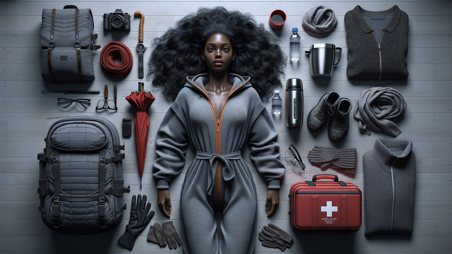 Travel Essentials Flat Lay with Cozy Jumpsuit