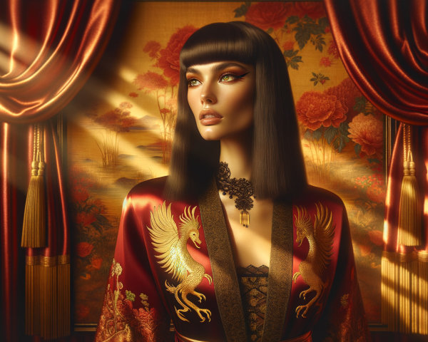Elegant Fashion Display with Ornate Red Robe