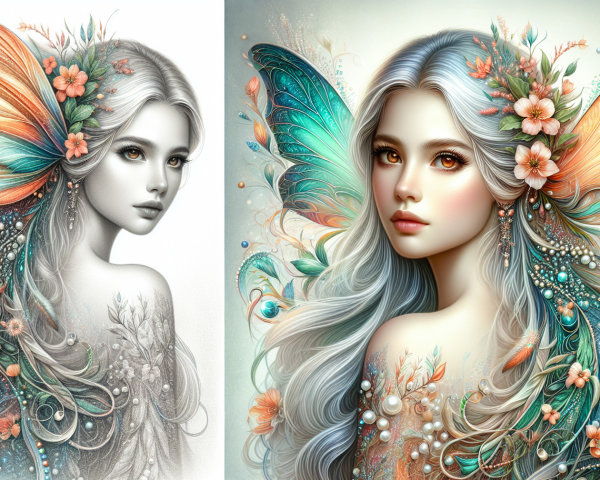 Fantasy Portrait of Woman with Butterfly Wings