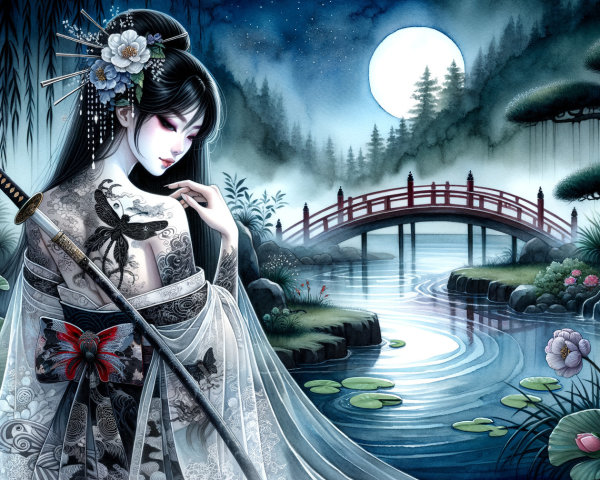Traditional Japanese Scene by a Tranquil River