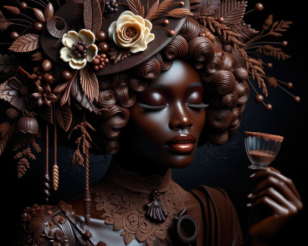 Chocolate Portrait of a Woman with Floral Details