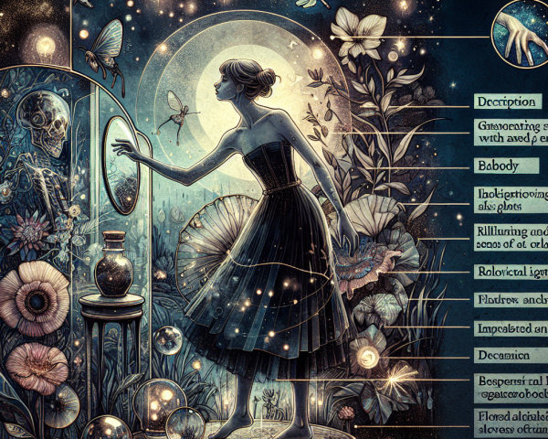 Surreal Scene of Woman, Mirror, and Nature Elements