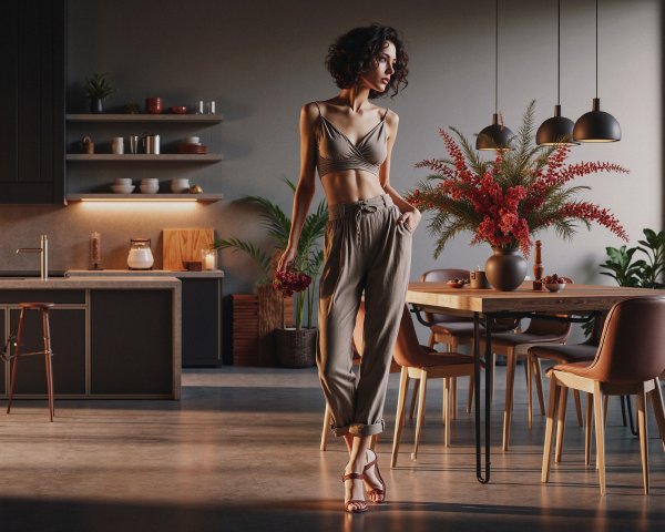 Modern Kitchen and Dining Area with Elegant Decor