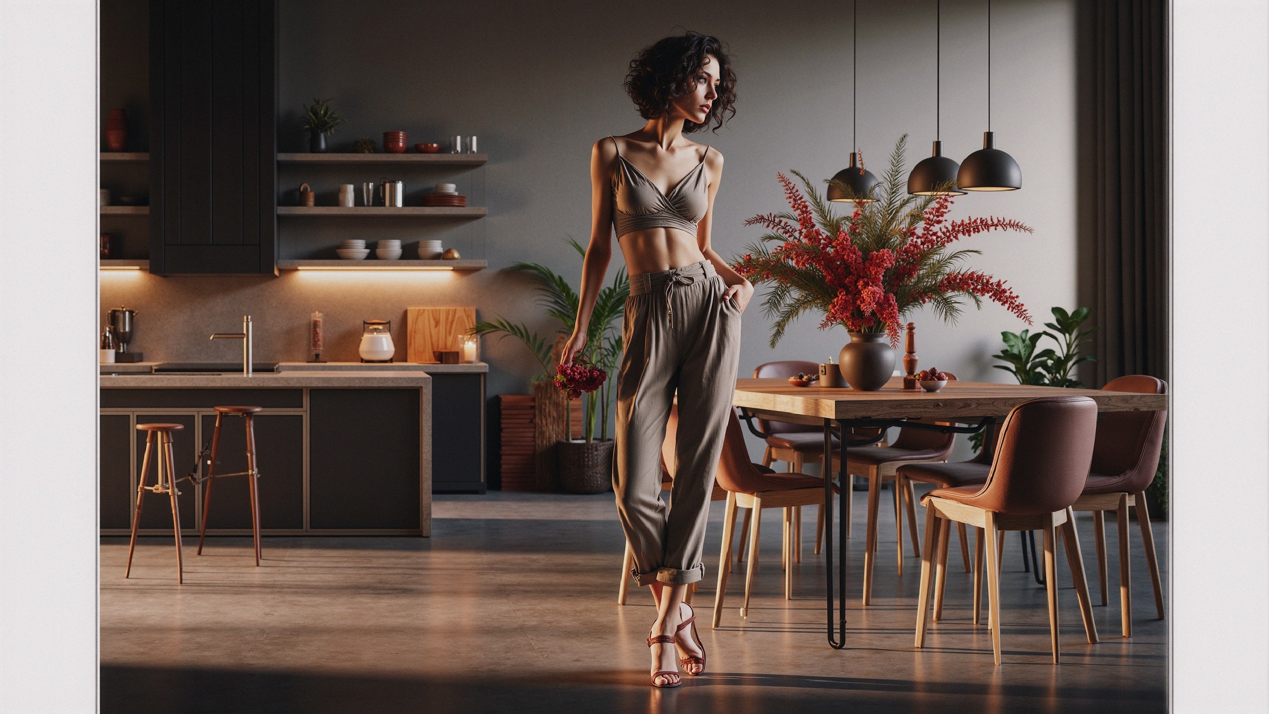 Modern Kitchen and Dining Area with Elegant Decor