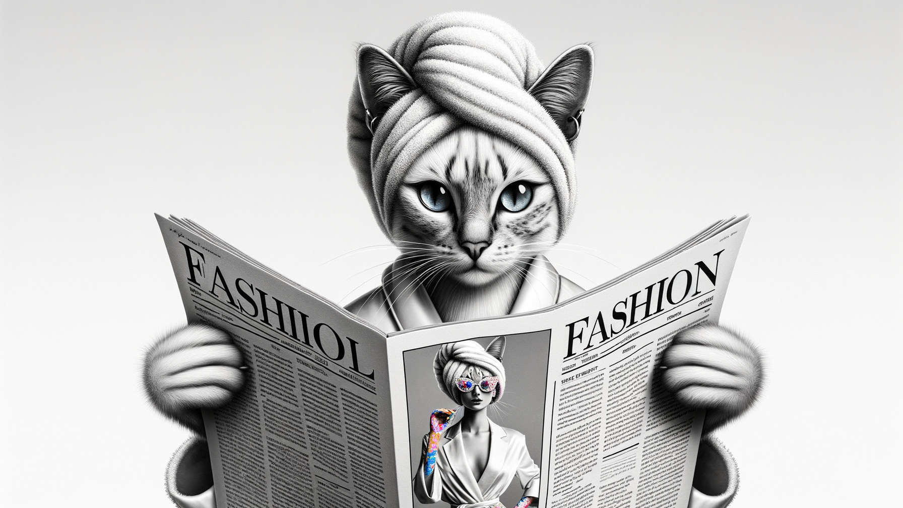Stylish Cat Reading Fashion Magazine with Flair
