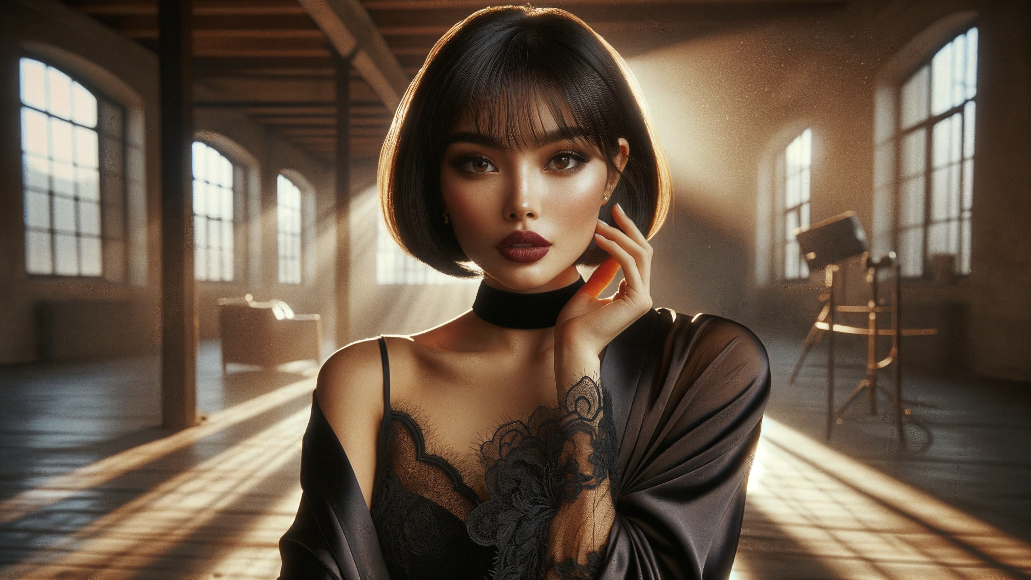 Portrait of a Confident Woman in Chic Bob Hairstyle
