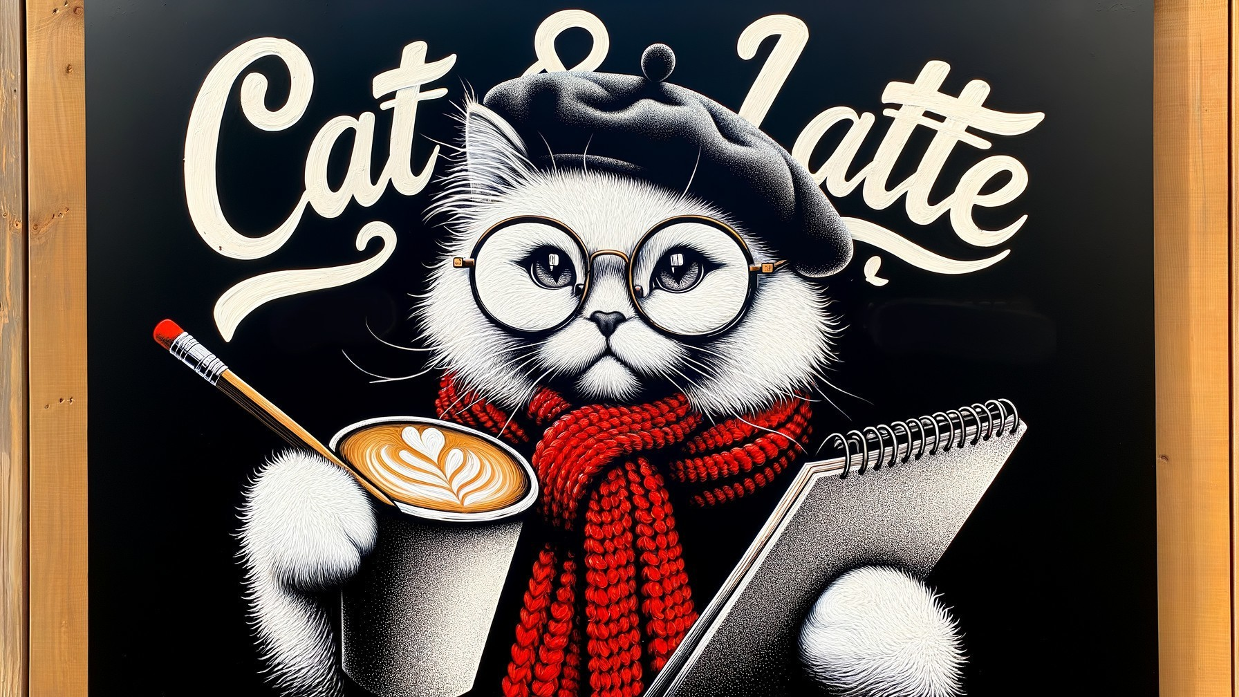 Whimsical Cat Illustration in Barista Attire