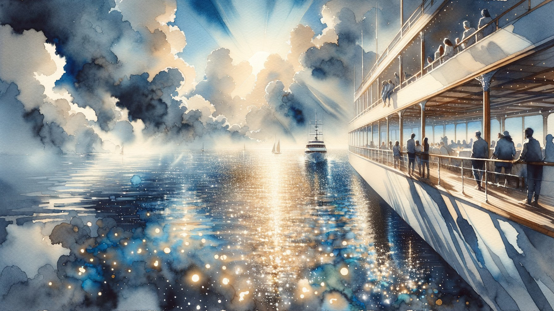 Watercolor of a Luxurious Boat on Calm Waters