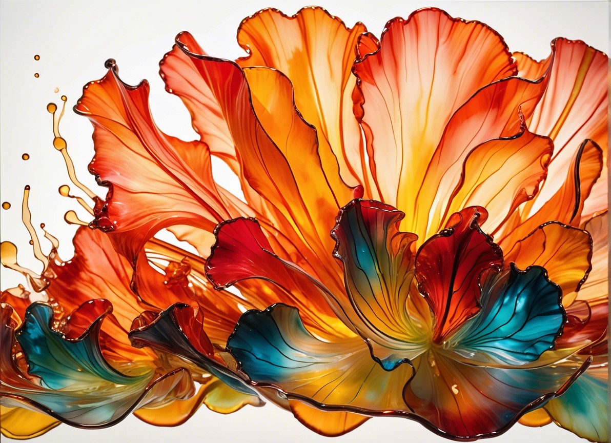Vibrant Translucent Glass Flowers in Various Colors