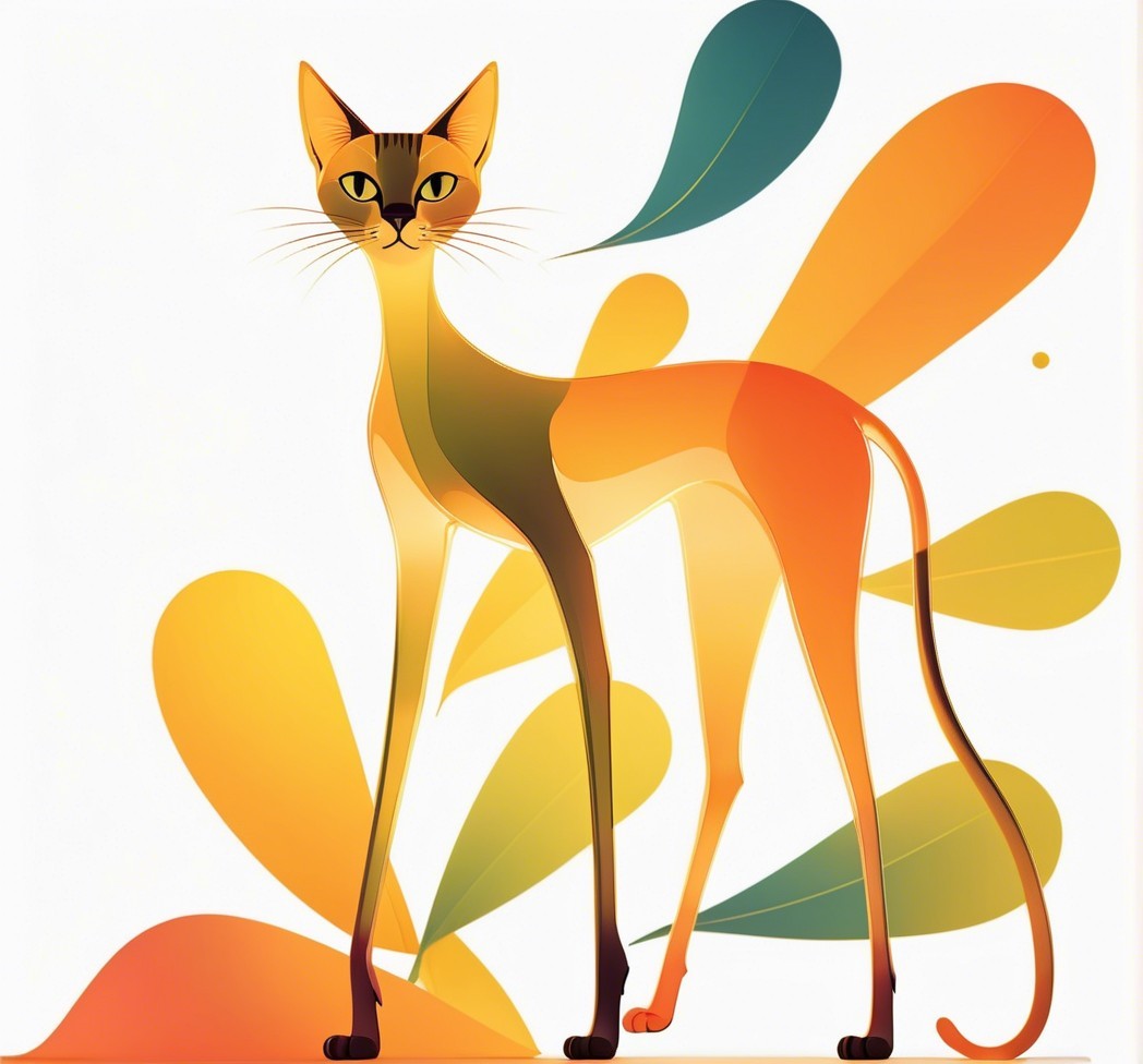 Stylized Cat Design in Warm Orange and Green Tones