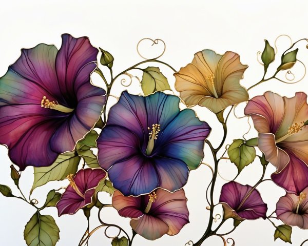 Vibrant Floral Composition with Hibiscus Flowers