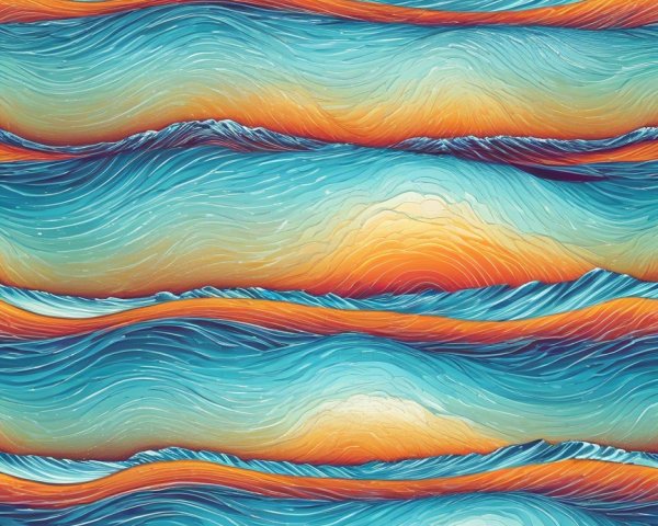 Abstract Landscape of Turquoise and Orange Waves