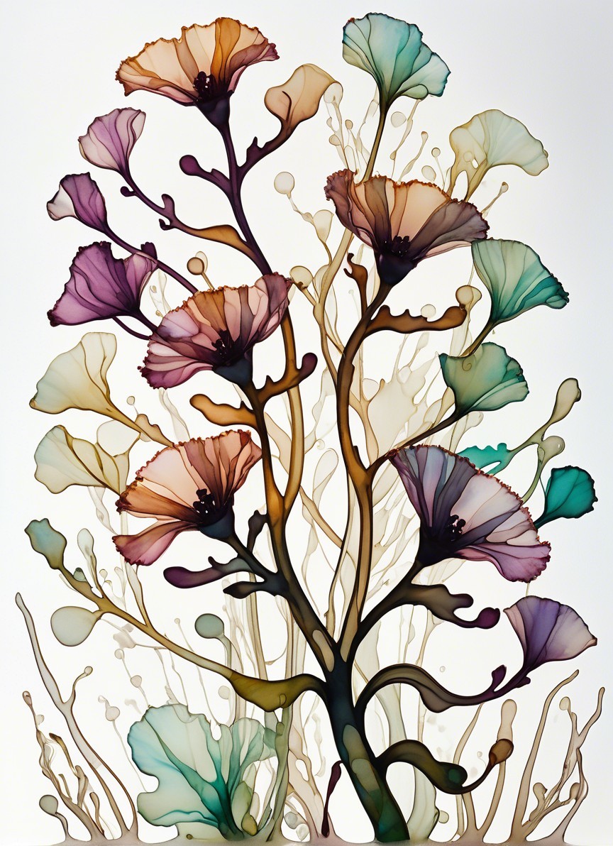 Abstract Floral Arrangement in Soft Hues
