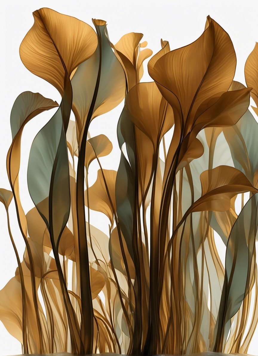 Translucent Leaves in Amber and Aqua Shades Arrangement