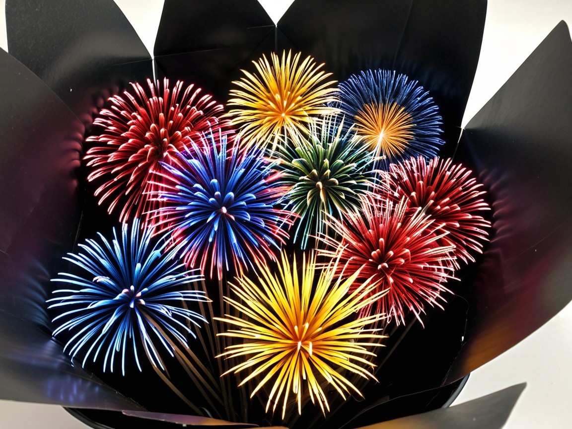 Vibrant Artificial Flower Bouquet in Black Container