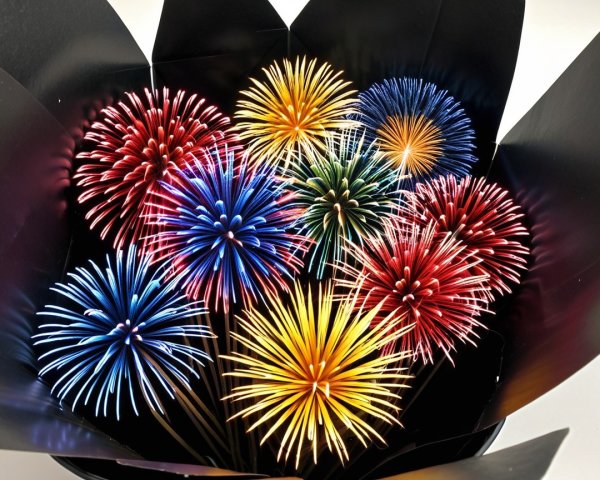 Vibrant Artificial Flower Bouquet in Black Container