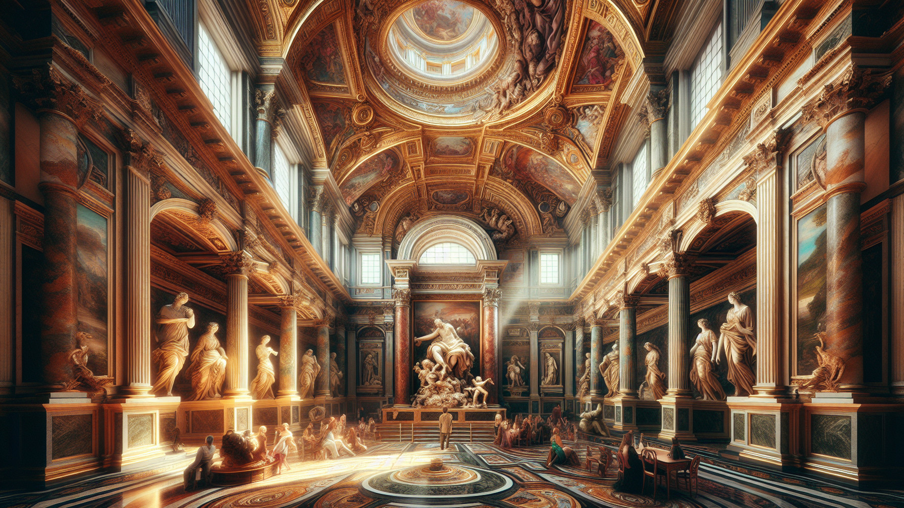 Opulent Grand Hall with Neoclassical Design Elements